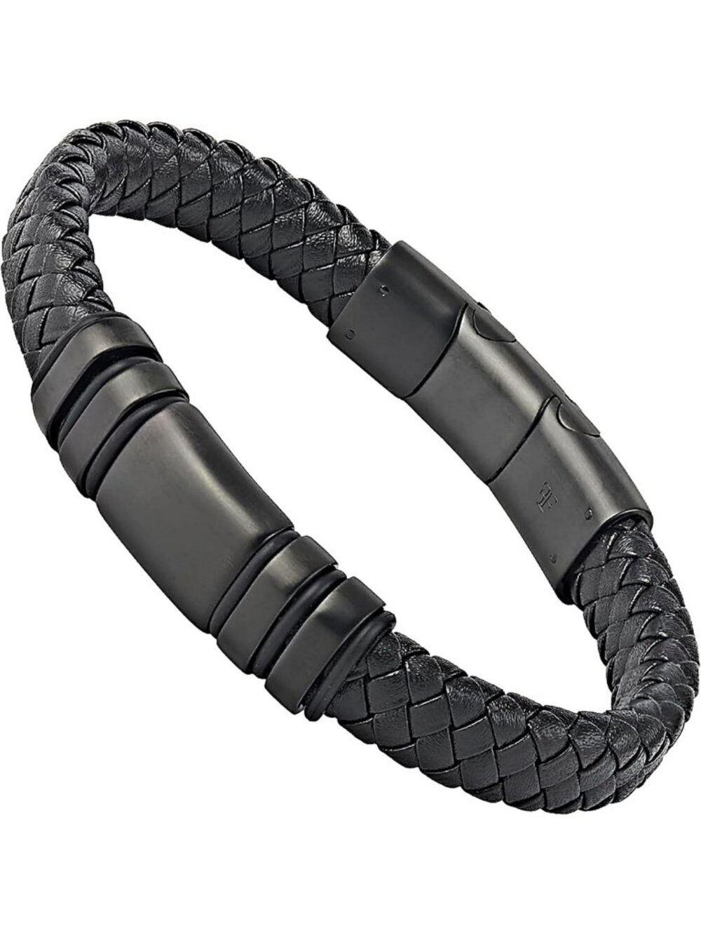 Handcrafted Adjustable Black Leather Bracelet for Men - Stylish & Durable